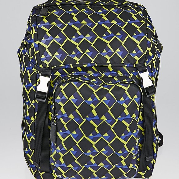 NWT Prada Cobalto Tessuto Stampato Nylon Backpack - Picture 1 of 5